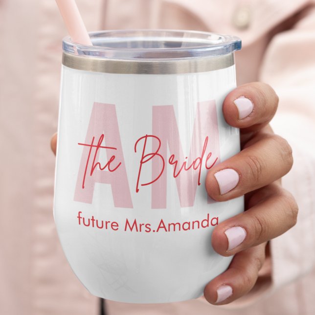 Minimal Bride Wine Tumbler | Individuelle Name und (Von Creator hochgeladen)