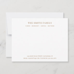 Minimal Bronze Family Name Stationery Mitteilungskarte