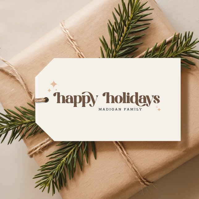 Minimal Brown Christmas Holiday Family Gift Tag Geschenkanhänger (Von Creator hochgeladen)