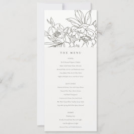 Minimal Brown Floral Sketch Wedding Menu Card Einladung
