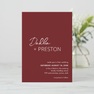 Minimal Burgund Moderne Hochzeit Einladung