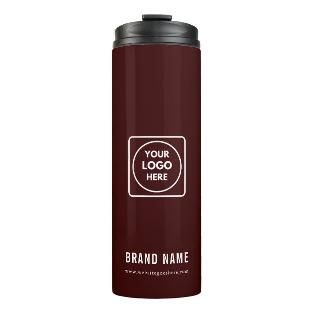 Minimal Burgundy Company Logo Business Promotion Thermosbecher (Vorderseite)