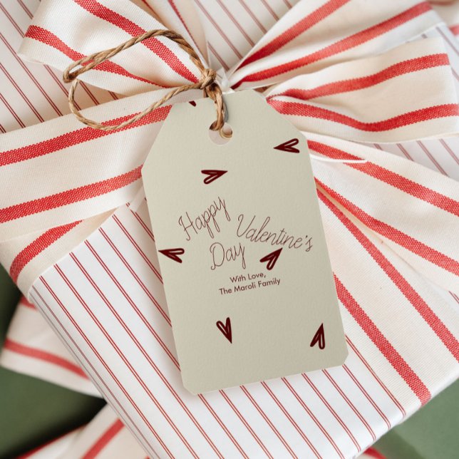 Minimal Burgundy & Cream Hearts Valentine Geschenkanhänger (Von Creator hochgeladen)