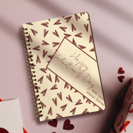 Minimal Burgundy & Cream Hearts Valentine Notizbuch