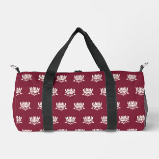 Minimal Burgundy Lotus Floral Yoga Wellness Duffle Bag