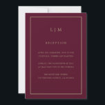 Minimal Burgundy Monogram Einfache Elegante Hochze Einladung<br><div class="desc">Einfache Hochzeitseinladung mit modernem und elegantem Design mit Ihrem zweistelligen Monogramm oben und Ihren Details umgeben von einer dünnen Grenze. Die Schriftart und Hintergrundfarben können durch Anklicken des Buttons "Anpassen" in beliebig viele Farben geändert werden. Ein elegantes und stilvolles Design,  das sich ideal für ein minimalistisches Paar eignet.</div>