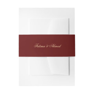 Minimal Burgundy Red Muslim Wedding Einladungsbanderole