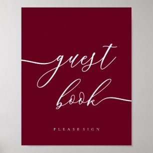 Minimal Burgundy Zeremonie Party Celebration Guest Poster