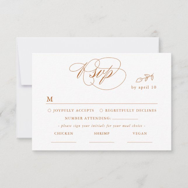 Minimal Burnt Orange Schriftart & QR Code RSVP Kar (Vorderseite)