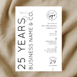 Minimal Business Anniversary Dinner Corporate Logo Einladung