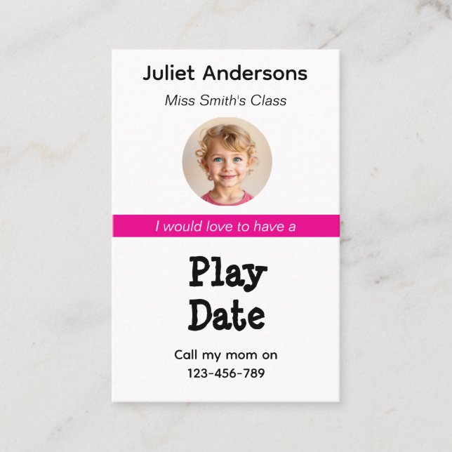 Minimal Business Kid's Playdate Card Visitenkarte (Vorderseite)
