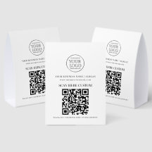 Minimal Business Logo Scan QR CODE Table Tent
