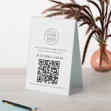 Minimal Business Logo Scan QR CODE Table Tent
