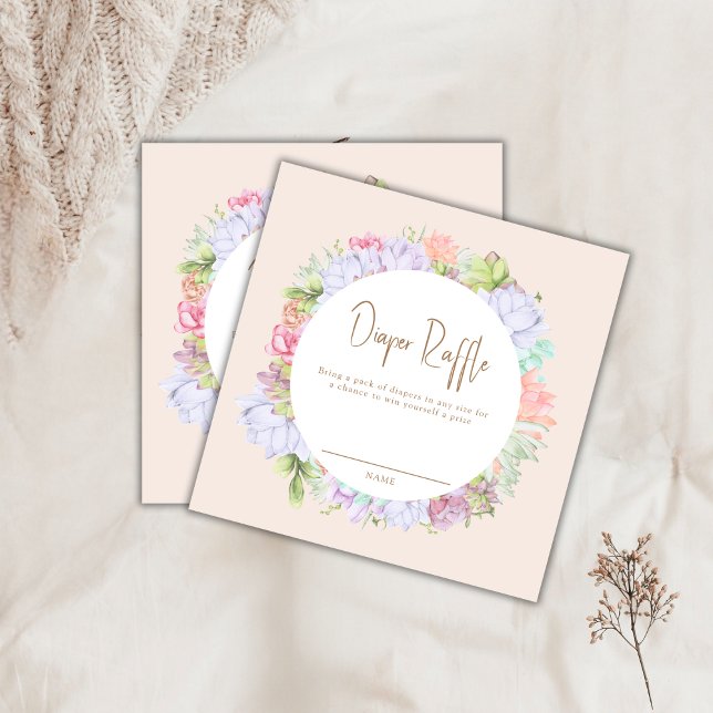 Minimal Cactus Desert Diaper Raffle Baby Dusche Begleitkarte (Minimal Cactus Desert Diaper Raffle Baby Shower Enclosure Card)