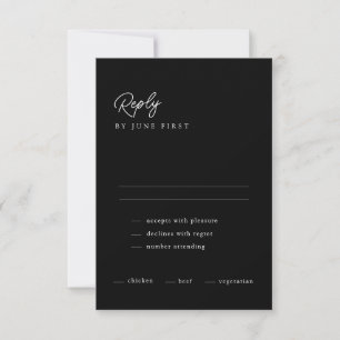 Minimal Calligraphy Black Wedding RSVP Card Einladung