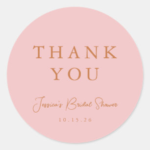 Minimal Calligraphy Pink Brautparty Vielen Dank Runder Aufkleber