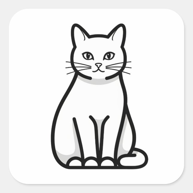 Minimal Calm Cat Illustration Quadratischer Aufkleber (Vorderseite)
