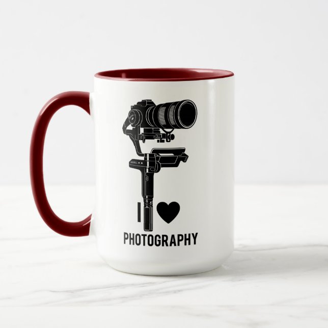 Minimal Camera Illustration Photography Mug Tasse (Links)