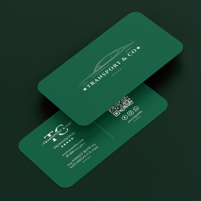 Minimal Car Transport Taxi Fahrer Jäger Green Visitenkarte (Minimal Car Transport Taxi Driver Hunter Green Business Card
)