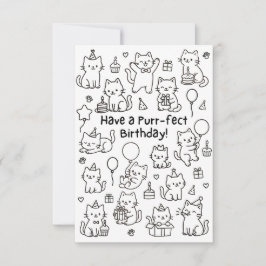 Minimal Cat Doodle Funny Birthday Card Dankeskarte