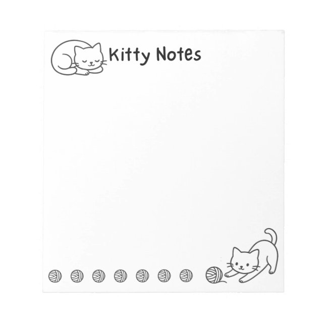 Minimal Cat Doodle Notepad  Notizblock (Vorderseite)