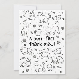 Minimal Cat Doodle Thank You Card Dankeskarte