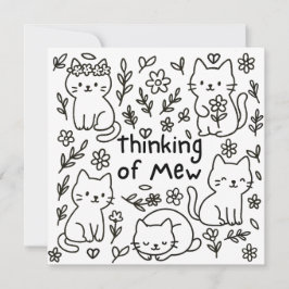 Minimal Cat Doodle Thinking of You Card Karte