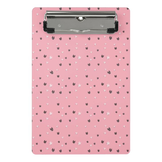 Minimal Cat Faces Pattern on Pink – Cute Pastel  Mini Klemmbrett (Vorderseite)