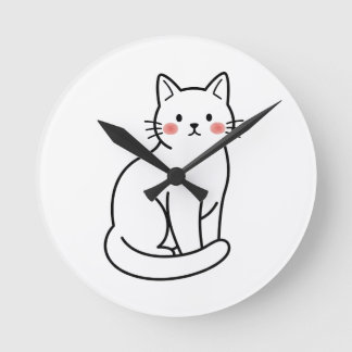 Minimal Cat Wall Clock – Cute Simple Kitty Design Runde Wanduhr
