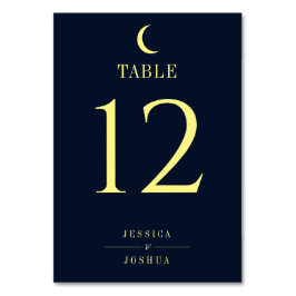 Minimal Celestial Crescent Moon Wedding Table Card Tischnummer
