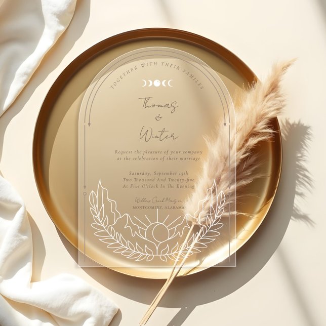 Minimal Celestial Holistic Boho Moon & Stars Arch Acryleinladungen (Minimal Celestial Holistic Boho Moon & Stars Arch Acrylic Invitations)