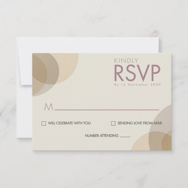 Minimal Champagner Elfenbeinzirkel Hochzeit RSVP-K RSVP Karte (Vorderseite)