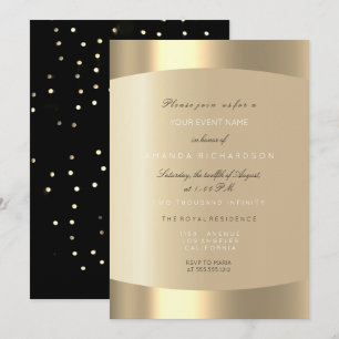 Minimal Champagner Gold Schwarz Konfetti Sepia Elf Einladung