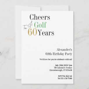 Minimal Cheers 60 Jahre Golf 60. Geburtstagsparty Einladung