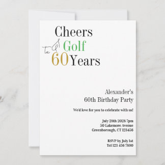 Minimal Cheers 60 Jahre Golf 60. Geburtstagsparty Einladung