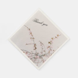 Minimal Cherry Blossom Branches in Glass Vase Serviette