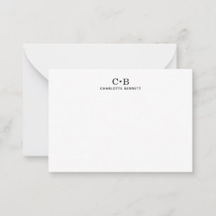 Minimal Chic Black and White Monogram Mitteilungskarte