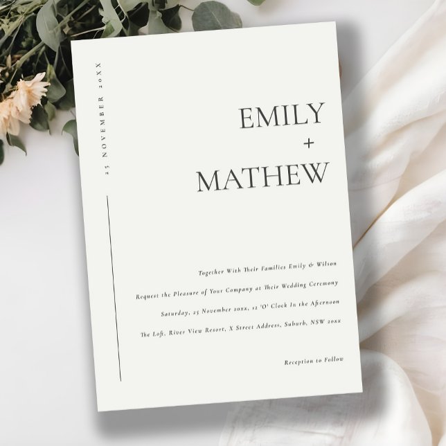 Minimal Chic Black and White Typografy Wedding Einladung (Von Creator hochgeladen)