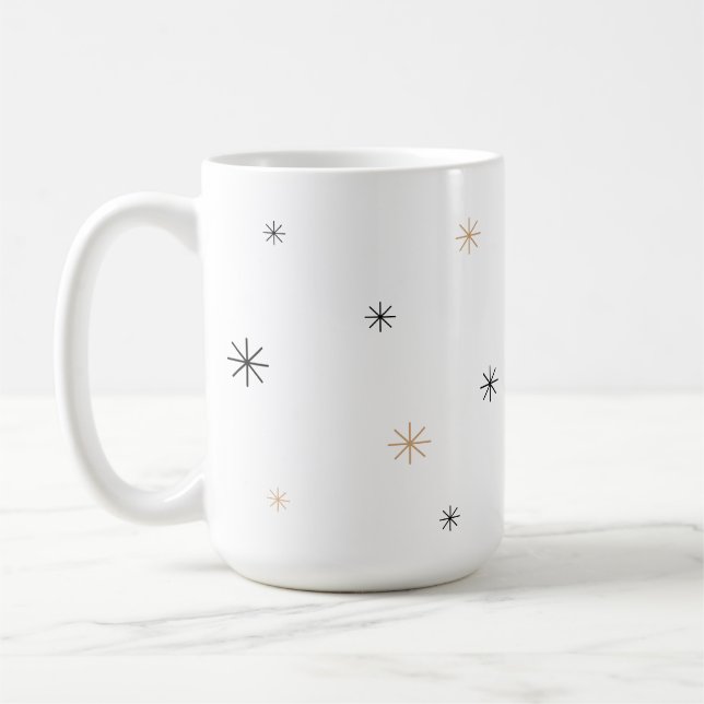 Minimal Chic Black + Gold Customizable Snowflake Kaffeetasse (Links)