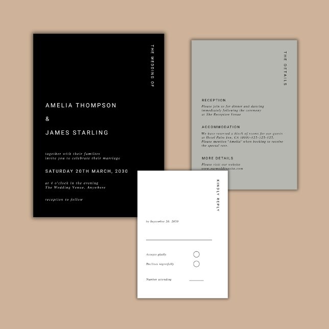 Minimal & Chic Black Modern Simple Wedding Einladung (Von Creator hochgeladen)