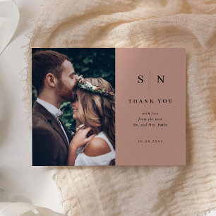 Minimal Chic Black on Terracotta Foto Vielen Dan Postkarte