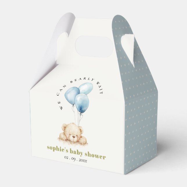 Minimal Chic Blue Bearly Wait Balloon Baby Dusche Geschenkschachtel (Vorderseite)