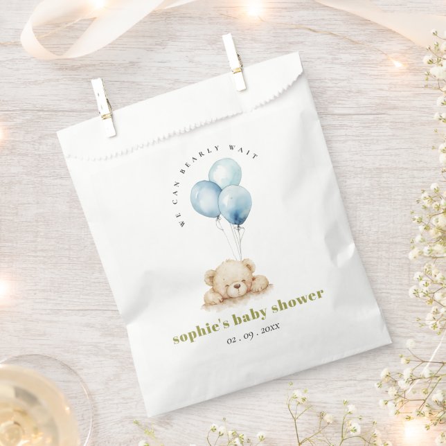 Minimal Chic Blue Bearly Wait Balloon Baby Dusche Geschenktütchen (Ausgeschnitten)