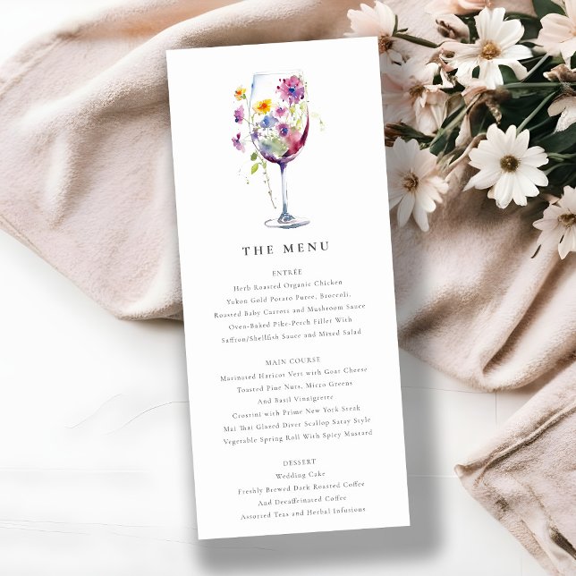 Minimal Chic Blumenwein Hochzeitskarte Einladung (Von Creator hochgeladen)