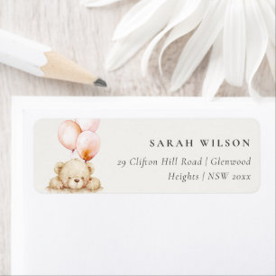 Minimal Chic Blush Bearly Wait Ballon-Adresse