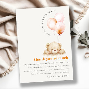 Minimal Chic Blush Bearly Wait Ballon Babydusche Dankeskarte
