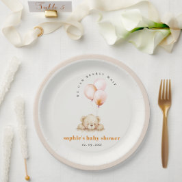 Minimal Chic Blush Bearly Wait Ballon Babydusche Pappteller