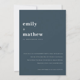 Minimal Chic Bold Navy Blue Typografy Verlobung Einladung