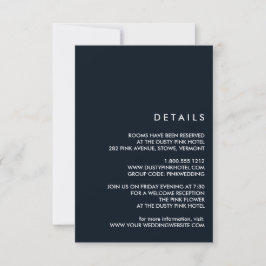 Minimal Chic Dark Blue | Angaben zum Hochzeitgast Einladung