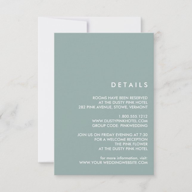 Minimal Chic Dusty Blue | Angaben zum Hochzeitgast Einladung (Vorderseite)